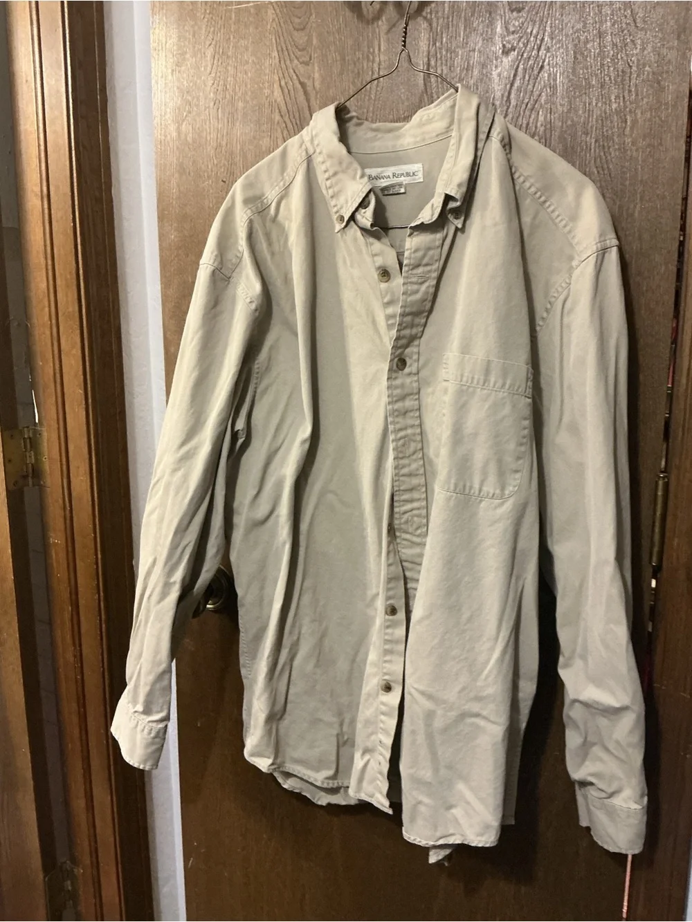 Banana Republic Men's Light Beige Button-Up Shirt Jacket vintage original BR
